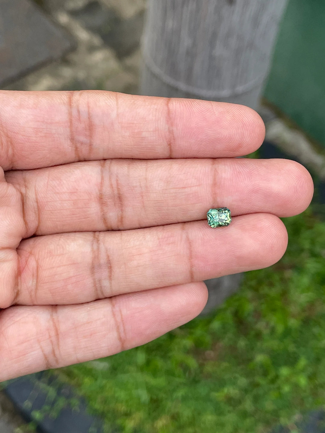 1.21 Ct Radiant Cut Bi-Color Green Yellow Sapphire, 5.8mm x 4.8mm x 4.3mm By Valley Rose