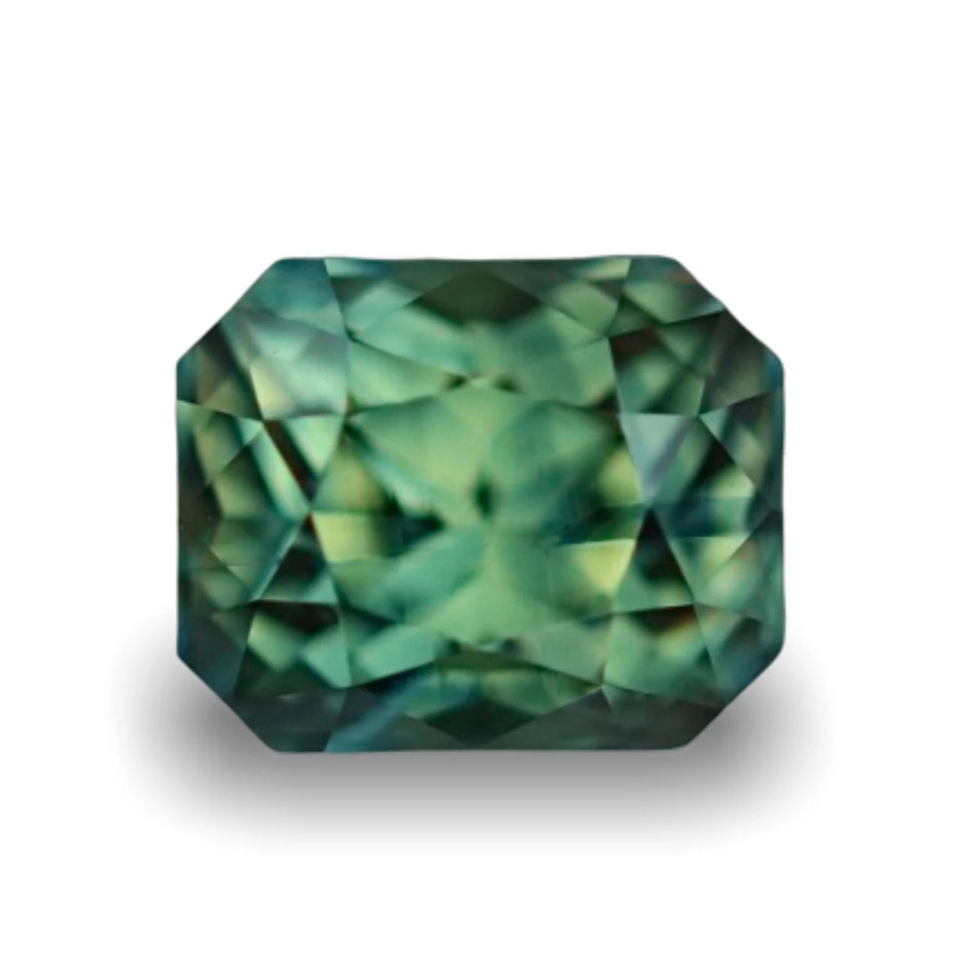 1.21 Ct Radiant Cut Bi-Color Green Yellow Sapphire, 5.8mm x 4.8mm x 4.3mm By Valley Rose