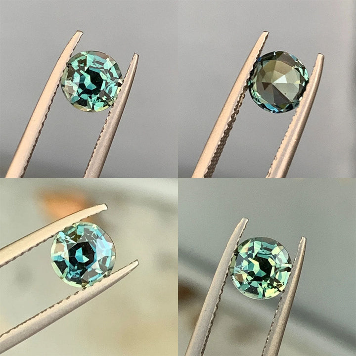 1.21 Ct Round Cut Green Teal Sapphire, 6.2mm x 6.2mm x 4.3mm By Valley Rose