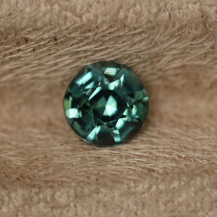 1.21 Ct Round Cut Green Teal Sapphire, 6.2mm x 6.2mm x 4.3mm By Valley Rose