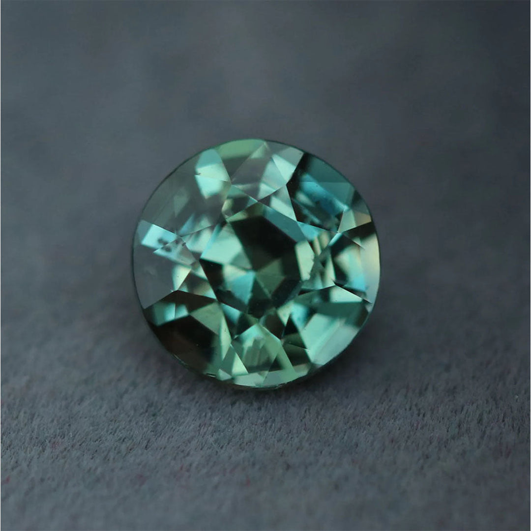 1.21 Ct Round Cut Green Teal Sapphire, 6.2mm x 6.2mm x 4.3mm By Valley Rose