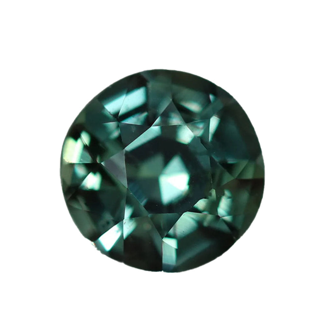 1.21 Ct Round Cut Green Teal Sapphire, 6.2mm x 6.2mm x 4.3mm By Valley Rose