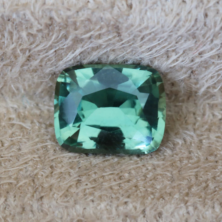 1.24 Ct Cushion Cut Bi-Color Teal Green Sapphire, 7.0mm x 5.6mm x 3.5mm By Valley Rose