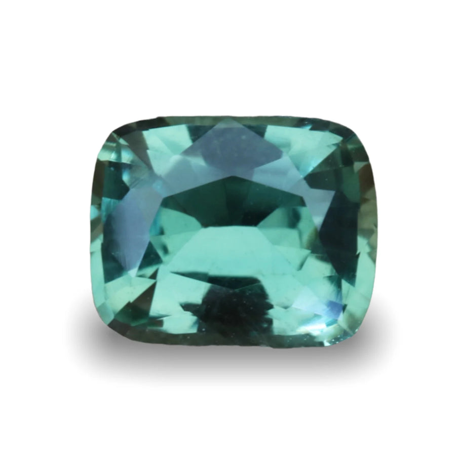 1.24 Ct Cushion Cut Bi-Color Teal Green Sapphire, 7.0mm x 5.6mm x 3.5mm By Valley Rose