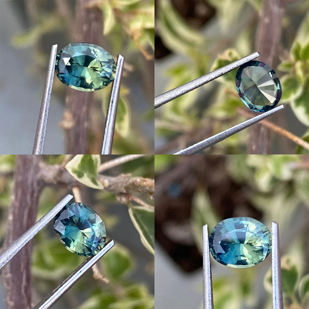 1.25 Ct Oval Cut Green Teal Sapphire, 7.5mm x 6.0mm x 3.7mm By Valley Rose