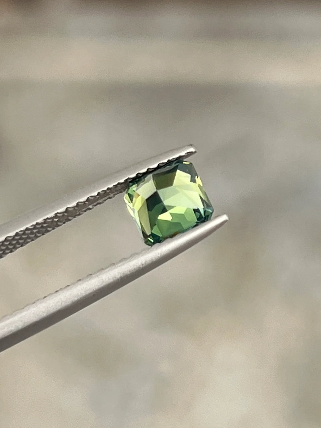 1.26 Ct Asscher Cut Bi-Color Green Yellow Sapphire, 5.5mm x 5.4mm x 4.5mm By Valley Rose