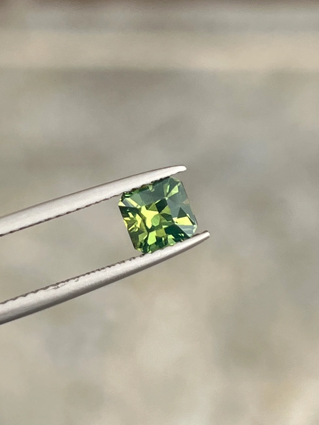 1.26 Ct Asscher Cut Bi-Color Green Yellow Sapphire, 5.5mm x 5.4mm x 4.5mm By Valley Rose