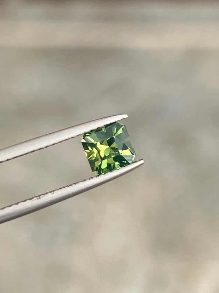 1.26 Ct Asscher Cut Bi-Color Green Yellow Sapphire, 5.5mm x 5.4mm x 4.5mm By Valley Rose