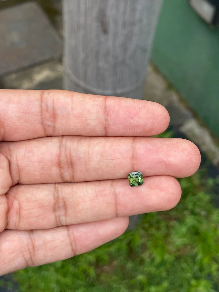 1.26 Ct Asscher Cut Bi-Color Green Yellow Sapphire, 5.5mm x 5.4mm x 4.5mm By Valley Rose