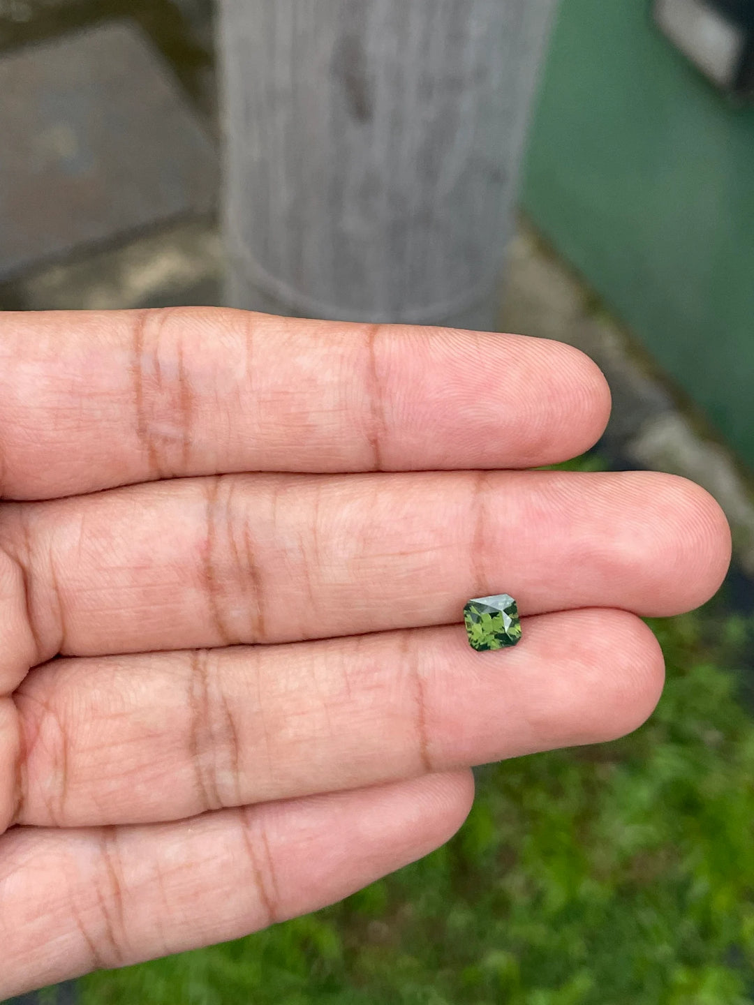 1.26 Ct Asscher Cut Bi-Color Green Yellow Sapphire, 5.5mm x 5.4mm x 4.5mm By Valley Rose