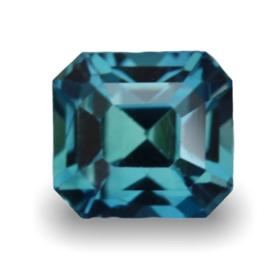 1.27 Ct Asscher Cut Bi-Color Teal Green Sapphire, 5.6mm x 5.2mm x 4.5mm By Valley Rose