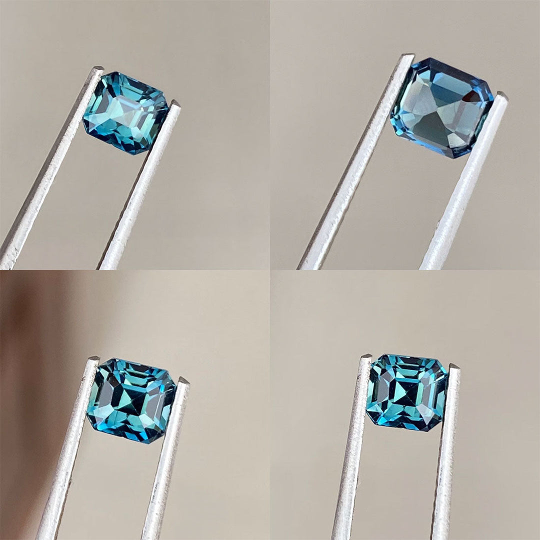 1.27 Ct Ct Emerald Cut Teal Sapphire, 5.6mm x 5.2mm x 4.5mm By Valley Rose