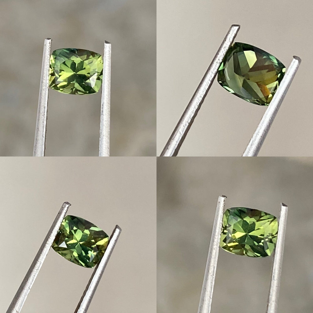 1.27 Ct Cushion Cut Bi-Color Green Yellow Sapphire, 6.5mm x 5.4mm x 4.4mm By Valley Rose