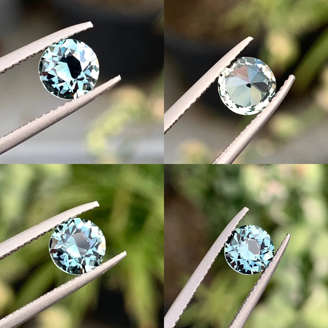 1.27 Ct Round Cut Bi-Color Teal Green Sapphire, 6.2mm x 6.2mm x 4.3mm By Valley Rose