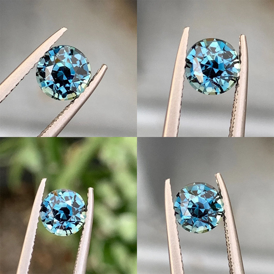 1.30 Ct Round Cut Teal Sapphire, 6.2mm x 6.2mm x 4.6mm By Valley Rose