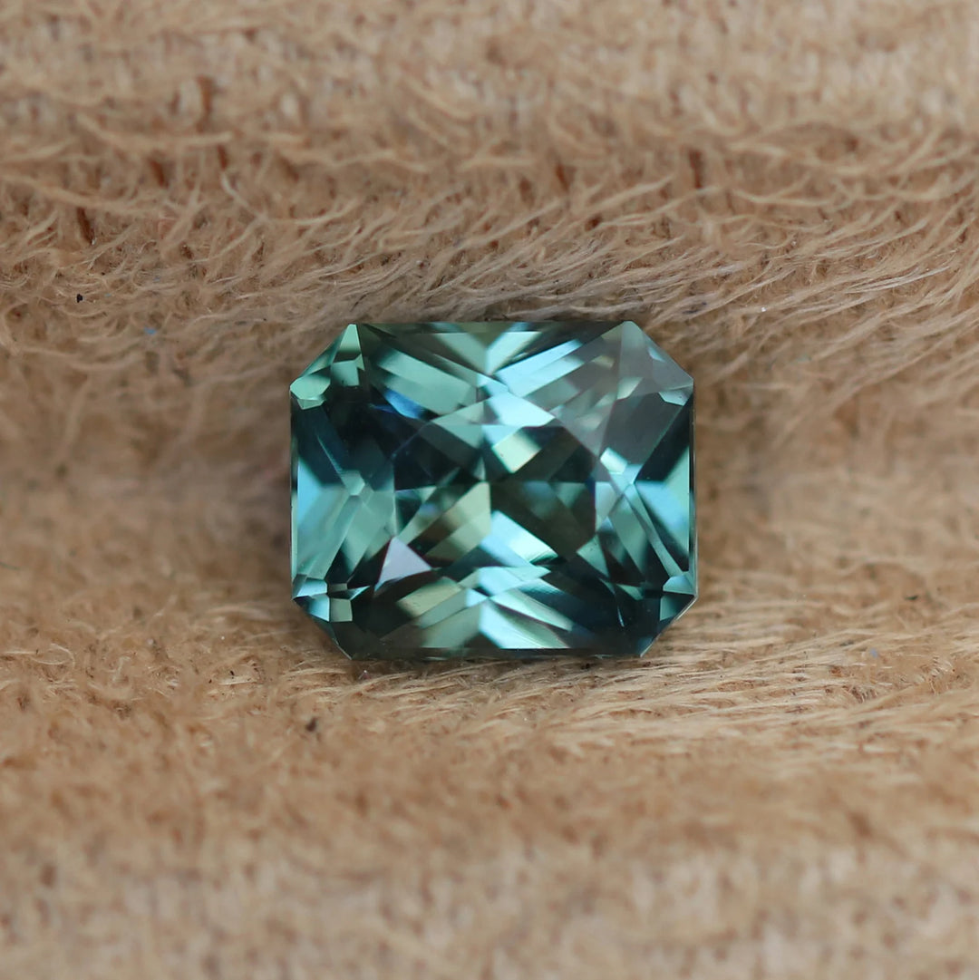 1.33 Ct Radiant Cut Teal Sapphire, 6.1mm x 5.2mm x 4.3mm By Valley Rose
