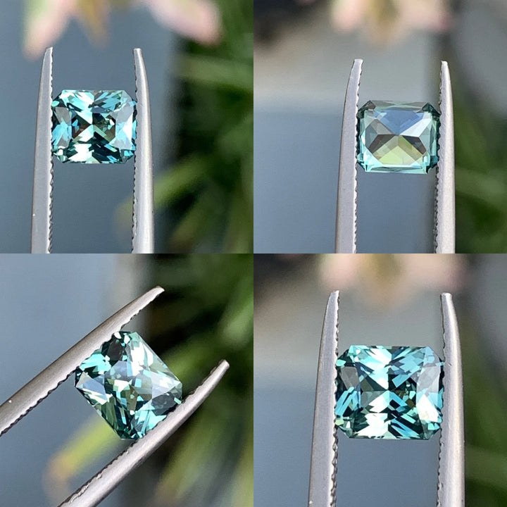 1.33 Ct Radiant Cut Teal Sapphire, 6.5mm x 5.4mm x 4.0mm By Valley Rose
