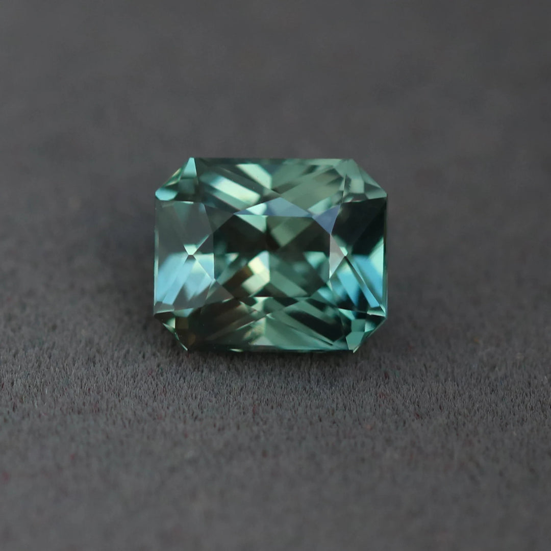 1.33 Ct Radiant Cut Teal Sapphire, 6.5mm x 5.4mm x 4.0mm By Valley Rose