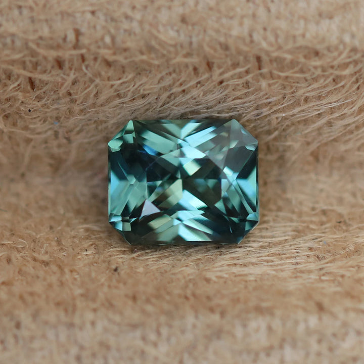 1.33 Ct Radiant Cut Teal Sapphire, 6.5mm x 5.4mm x 4.0mm By Valley Rose