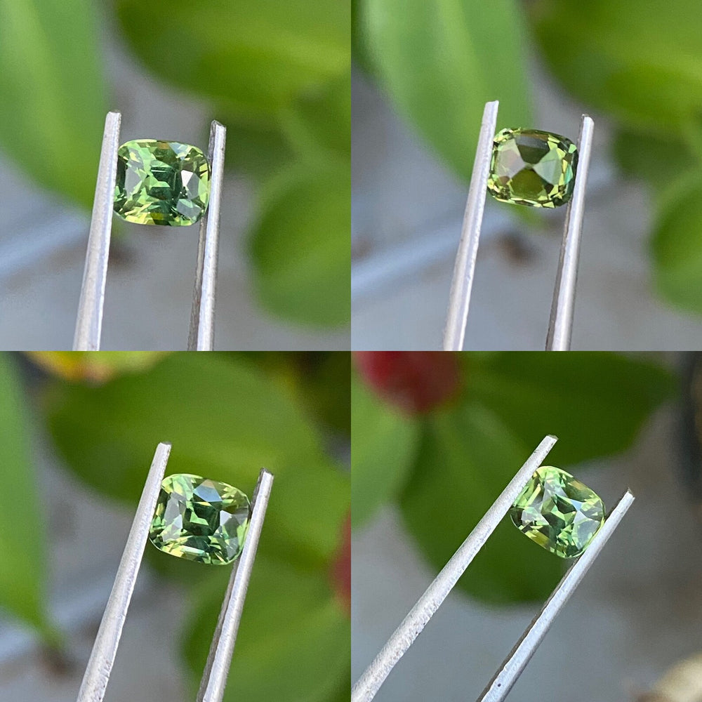 1.34 Ct Cushion Cut Bi-Color Green Yellow Sapphire, 6.3mm x 5.3mm x 4.3mm By Valley Rose