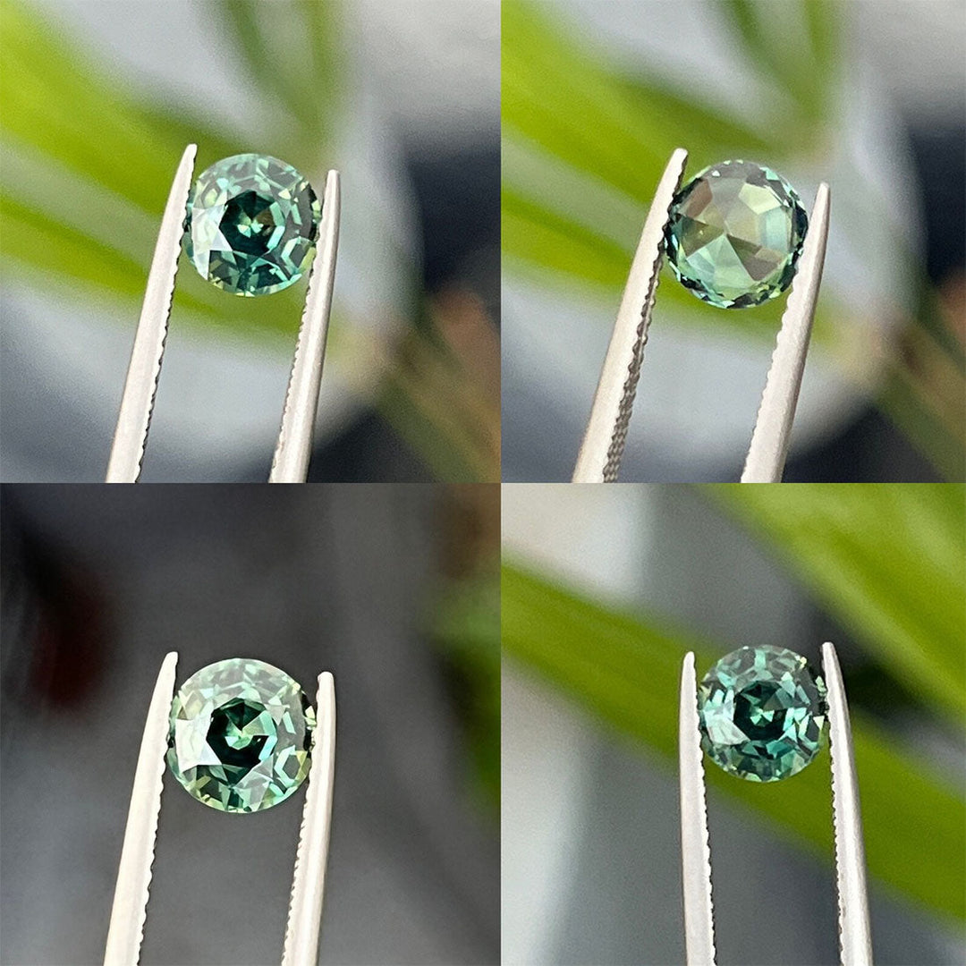 1.38 Ct Round Cut Green Sapphire, 6.5mm x 6.5mm x 4.3mm By Valley Rose
