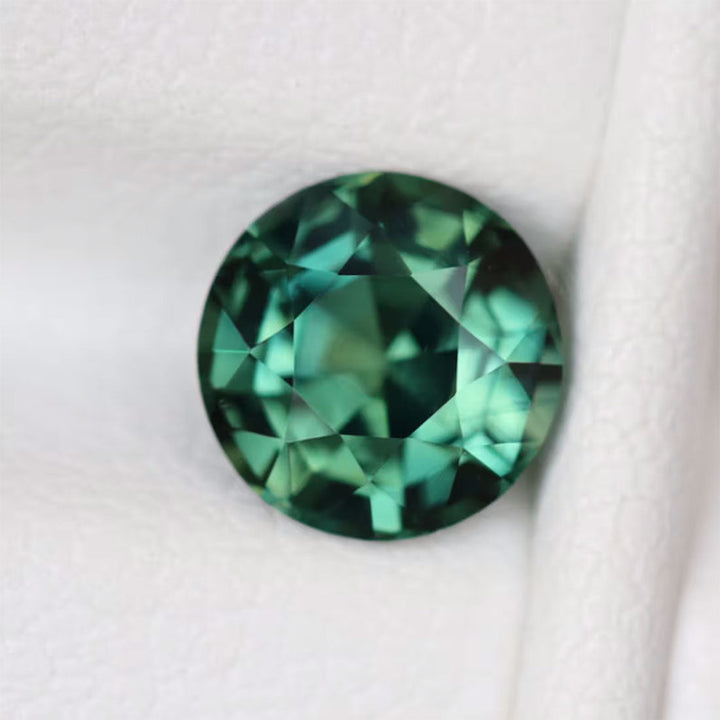 1.38 Ct Round Cut Green Sapphire, 6.5mm x 6.5mm x 4.3mm By Valley Rose