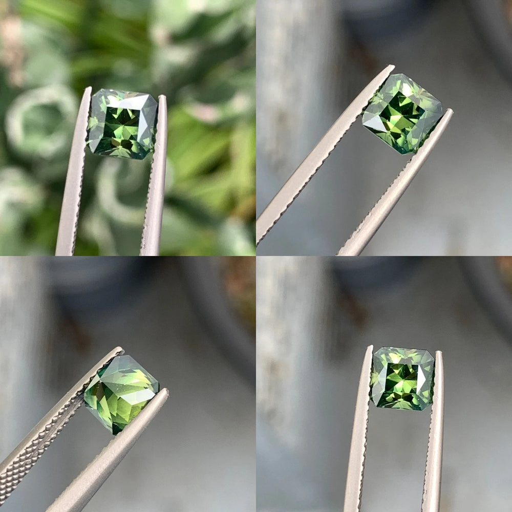 1.42 Ct Asscher Cut Bi-Color Green Yellow Sapphire, 6.0mm x 5.7mm x 4.4mm By Valley Rose