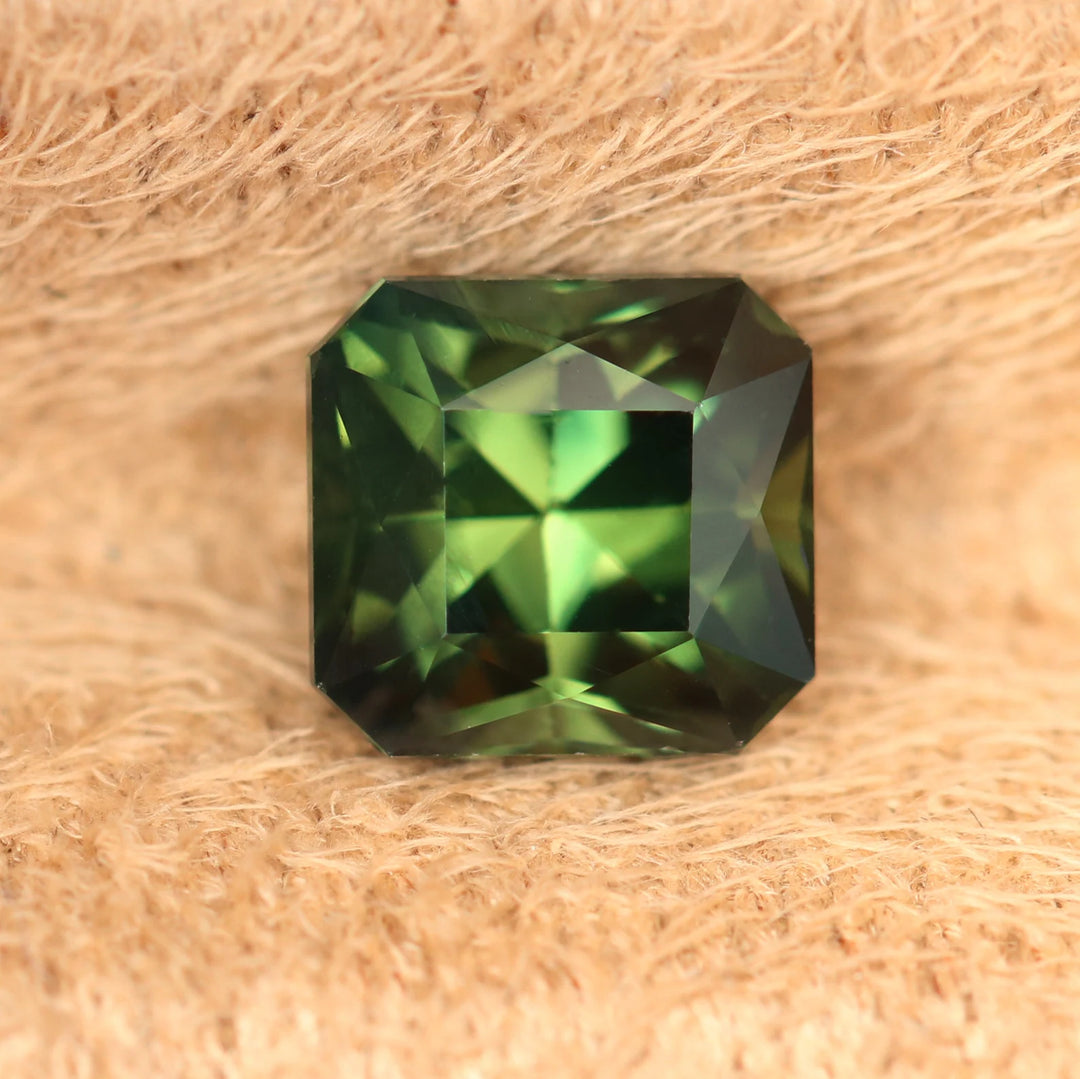 1.42 Ct Asscher Cut Bi-Color Green Yellow Sapphire, 6.0mm x 5.7mm x 4.4mm By Valley Rose