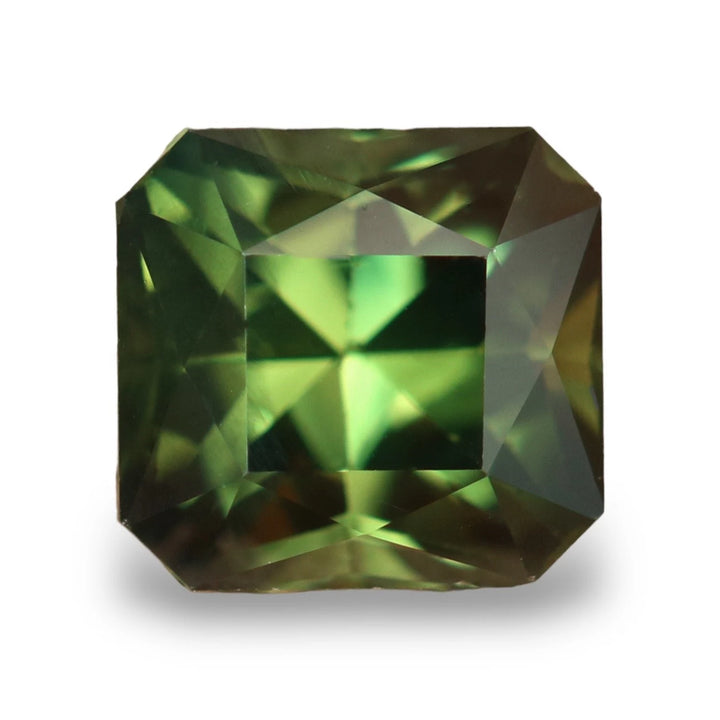 1.42 Ct Asscher Cut Bi-Color Green Yellow Sapphire, 6.0mm x 5.7mm x 4.4mm By Valley Rose