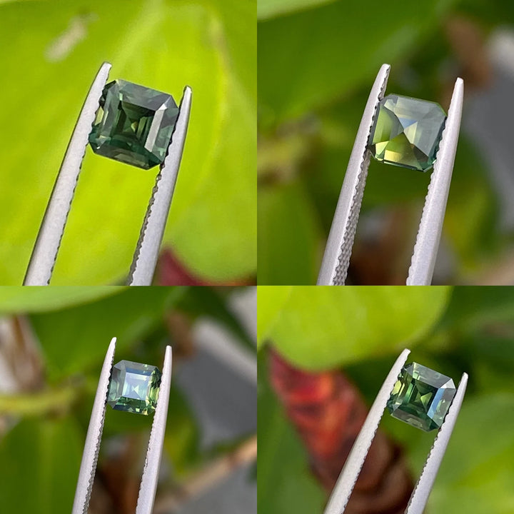 1.48 Ct Asscher Cut Bi-Color Green Yellow Sapphire, 5.5mm x 5.4mm x 4.3mm By Valley Rose