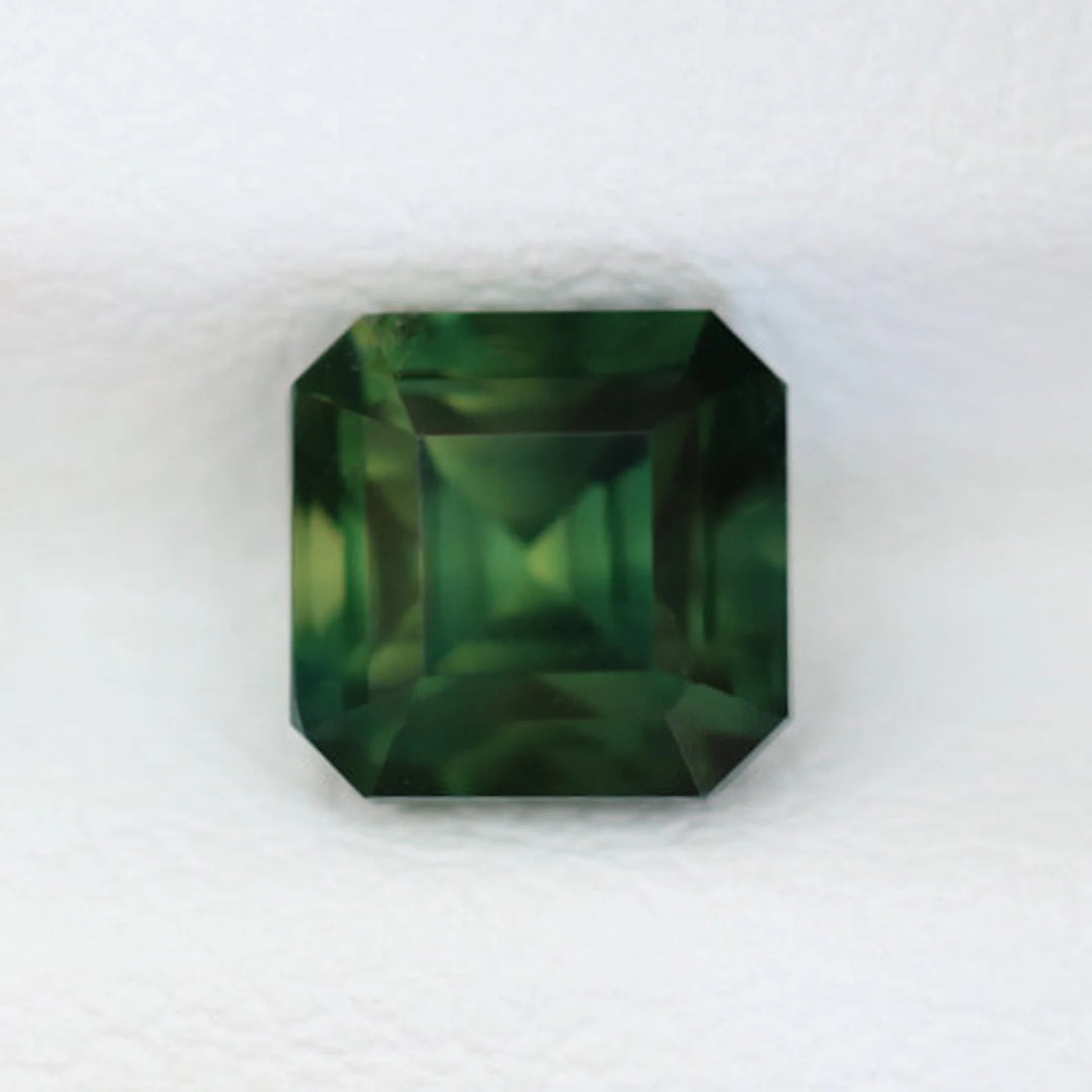 1.48 Ct Asscher Cut Bi-Color Green Yellow Sapphire, 5.5mm x 5.4mm x 4.3mm By Valley Rose