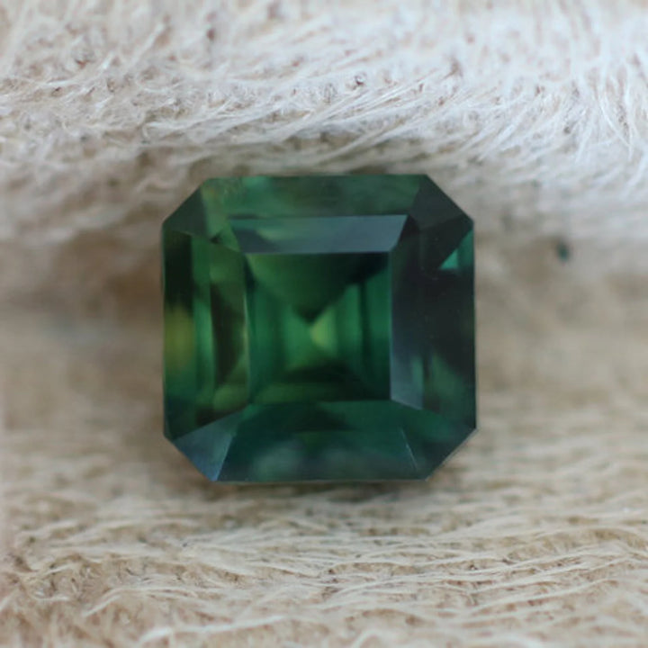 1.48 Ct Asscher Cut Bi-Color Green Yellow Sapphire, 5.5mm x 5.4mm x 4.3mm By Valley Rose