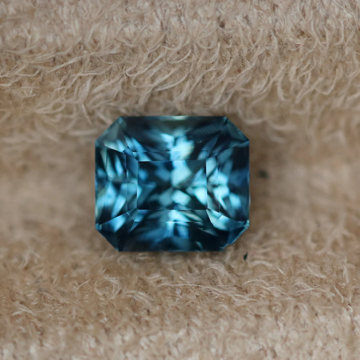 1.48 Ct Ct Radiant Cut Teal Sapphire, 6.1mm x 5.4mm x 4.5mm By Valley Rose
