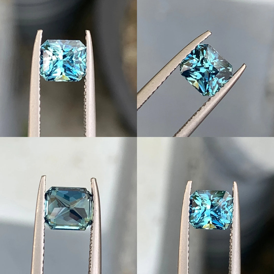 1.48 Ct Ct Radiant Cut Teal Sapphire, 6.1mm x 5.4mm x 4.5mm By Valley Rose