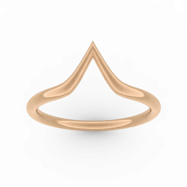 14k Gold Wedding Band V Shaped Ring By Valley Rose