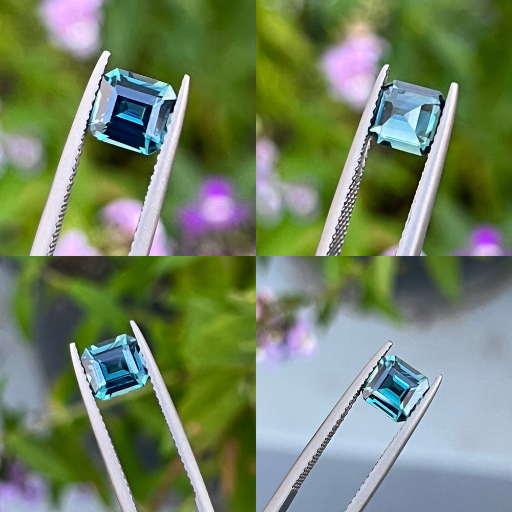 1.50 Ct Asscher Cut Teal Sapphire, 6.5mm x 6.1mm x 3.8mm By Valley Rose