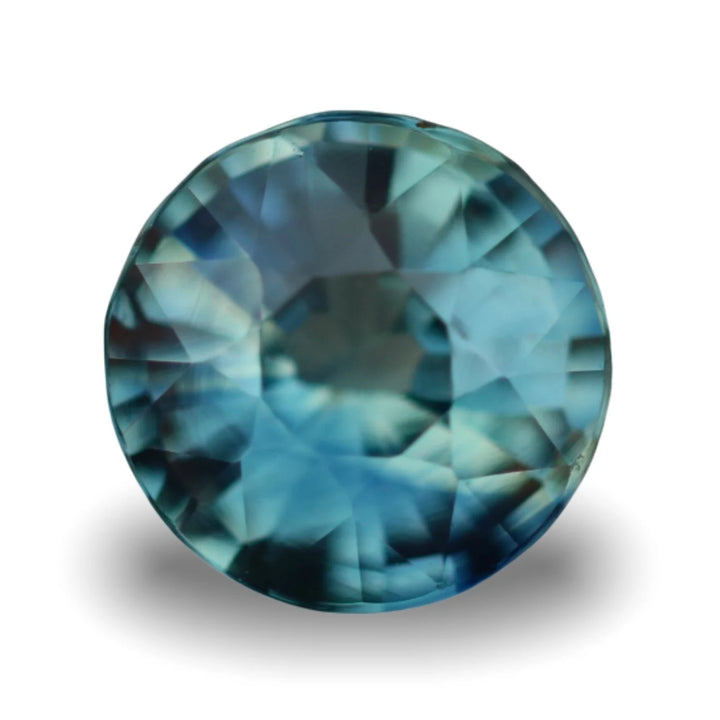 1.50 Ct Round Cut Bi-Color Teal Green Sapphire, 6.8mm x 6.8mm x 4.2mm By Valley Rose