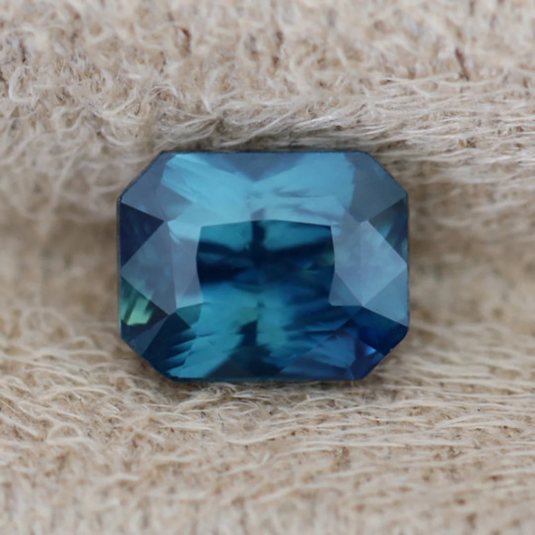 1.51 Ct Ct Radiant Cut Teal Sapphire, 6.3mm x 5.5mm x 4.0mm By Valley Rose