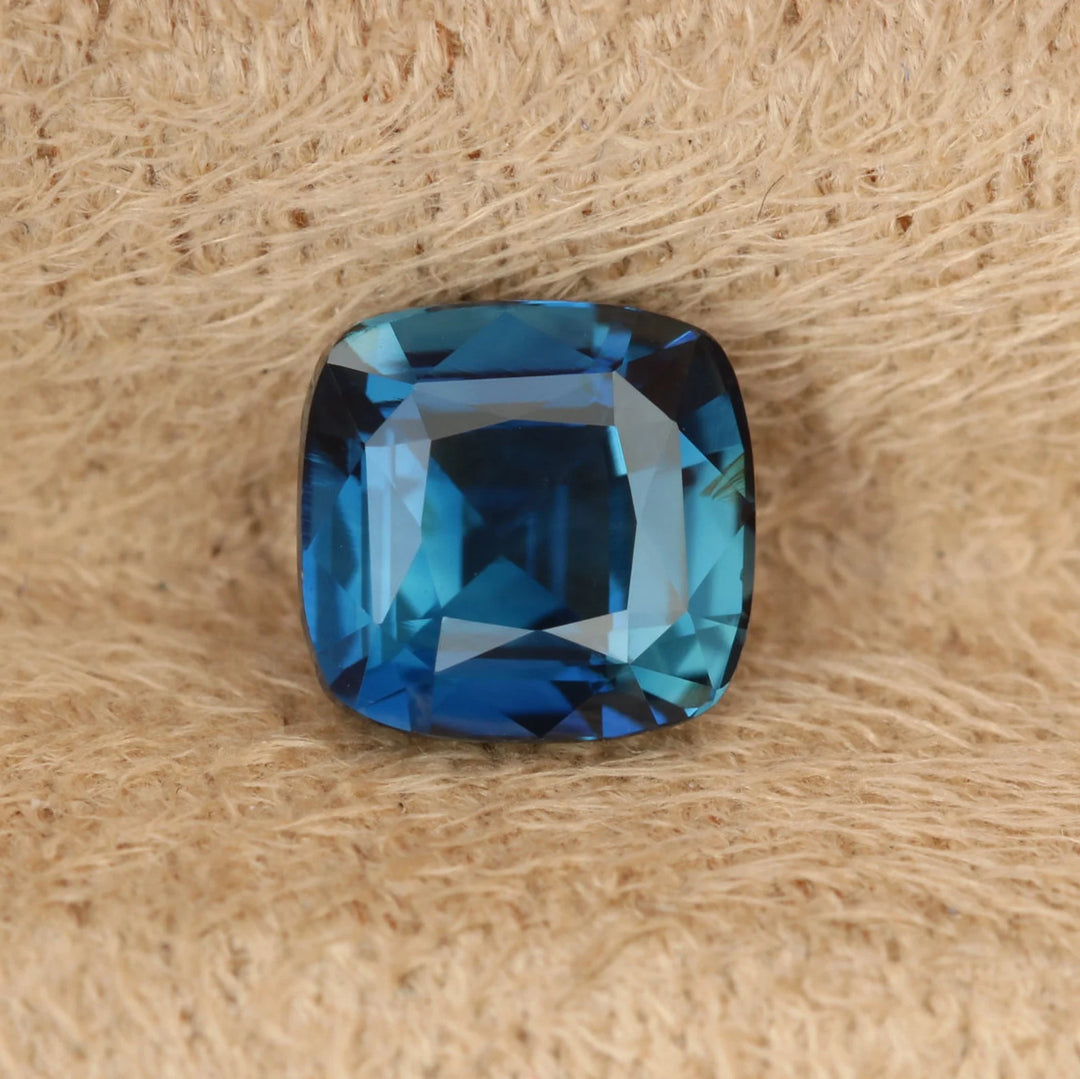 1.51 Ct Cushion Cut Bi-Color Blue Teal Sapphire, 6.2mm x 5.9mm x 4.1mm By Valley Rose
