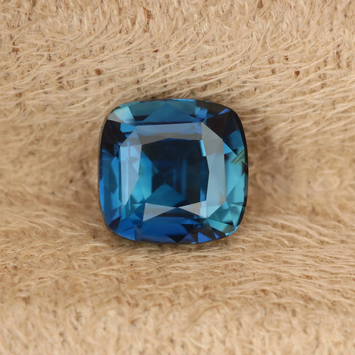 1.51 Ct Cushion Cut Bi-Color Blue Teal Sapphire, 6.2mm x 5.9mm x 4.1mm By Valley Rose