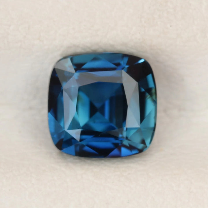 1.51 Ct Cushion Cut Bi-Color Blue Teal Sapphire, 6.2mm x 5.9mm x 4.1mm By Valley Rose