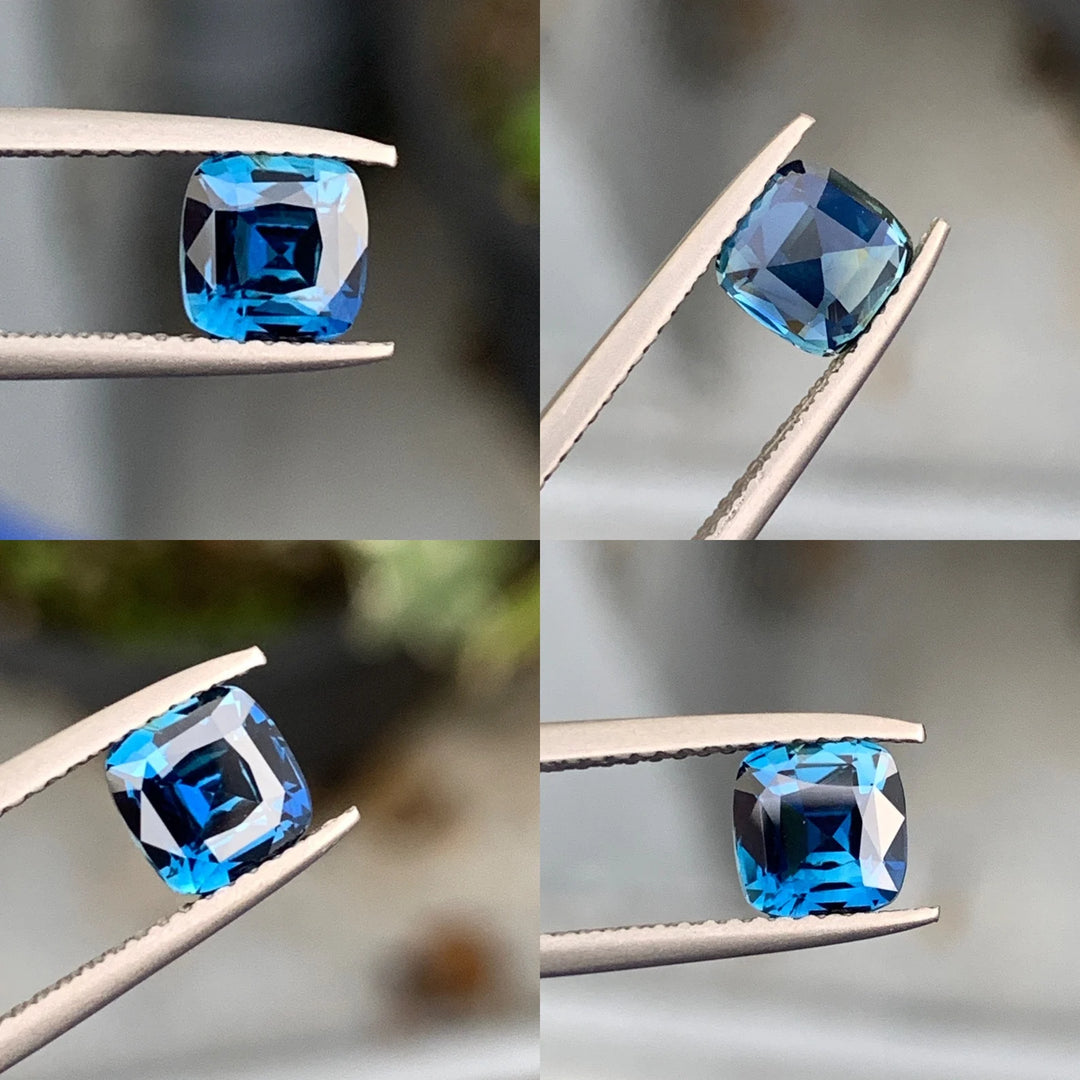 1.51 Ct Cushion Cut Bi-Color Blue Teal Sapphire, 6.2mm x 5.9mm x 4.1mm By Valley Rose