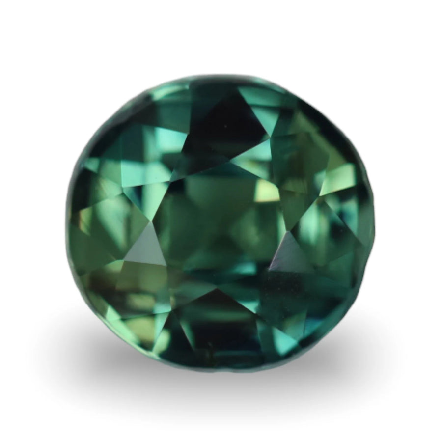 1.52 Ct Round Cut Bi-Color Teal Green Sapphire, 6.8mm x 6.5mm x 4.3mm By Valley Rose