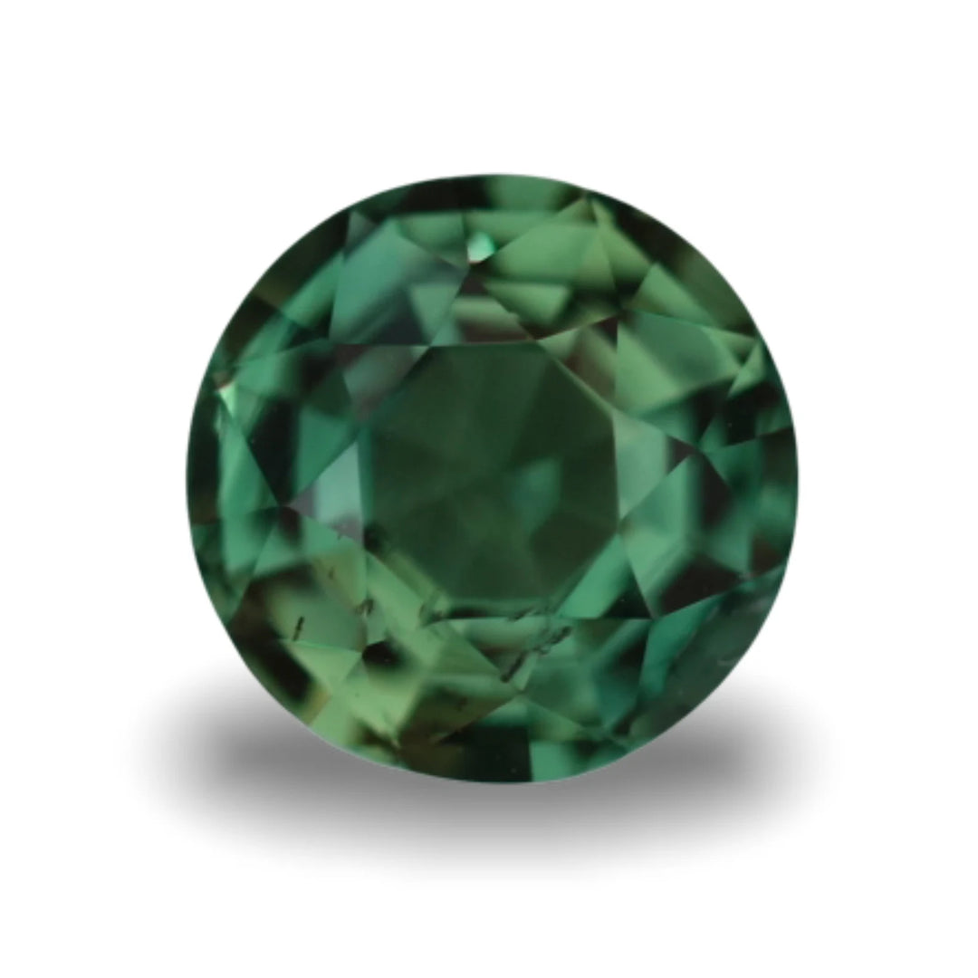 1.52 Ct Round Cut Bi-Color Teal Green Sapphire, 6.8mm x 6.8mm x 4.2mm By Valley Rose