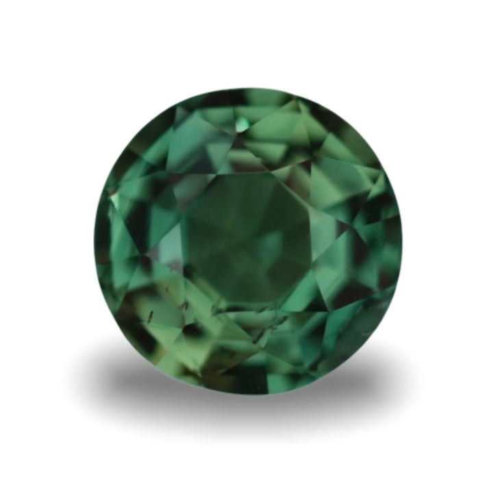 1.52 Ct Round Cut Bi-Color Teal Green Sapphire, 6.8mm x 6.8mm x 4.2mm By Valley Rose