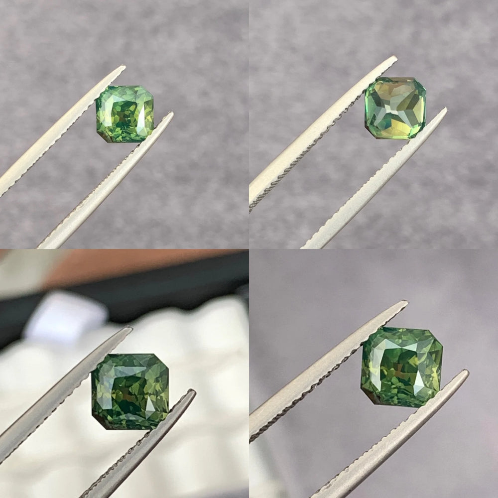 1.54 Ct Asscher Cut Green Sapphire, 5.8mm x 5.7mm x 4.8mm By Valley Rose