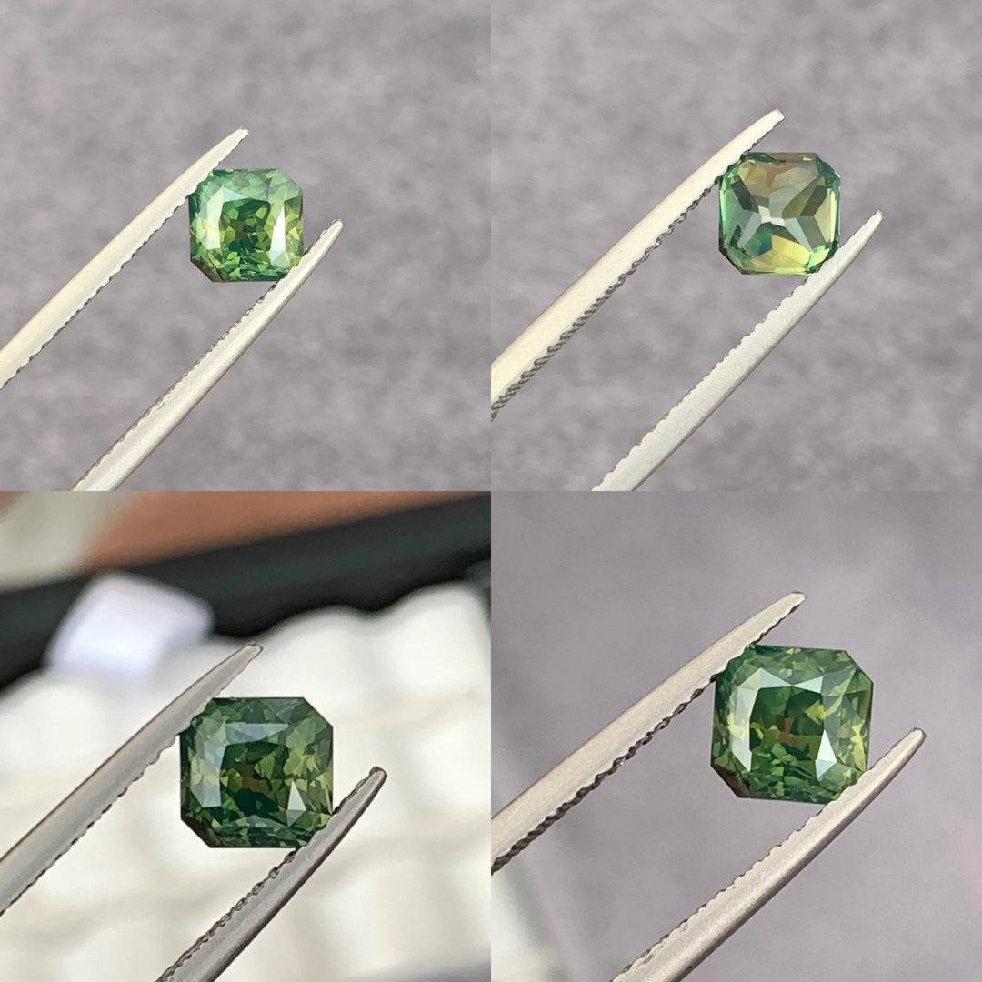 1.54 Ct Asscher Cut Green Sapphire, 5.8mm x 5.7mm x 4.8mm By Valley Rose