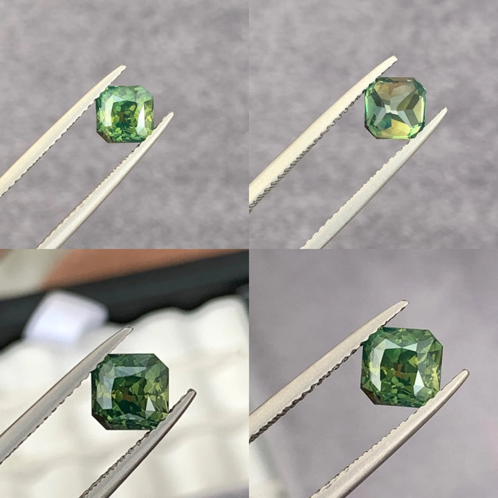 1.54 Ct Asscher Cut Green Sapphire, 5.8mm x 5.7mm x 4.8mm By Valley Rose