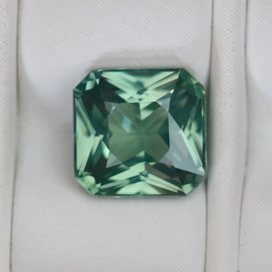 1.56 Ct Asscher Cut Green Sapphire, 6.3mm x 6.1mm x 3.9mm By Valley Rose