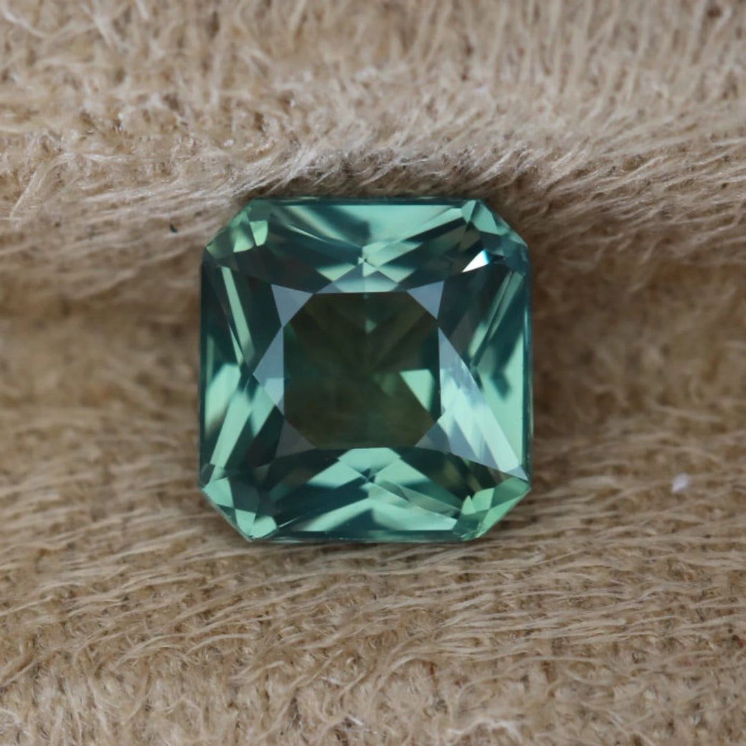 1.56 Ct Asscher Cut Green Sapphire, 6.3mm x 6.1mm x 3.9mm By Valley Rose